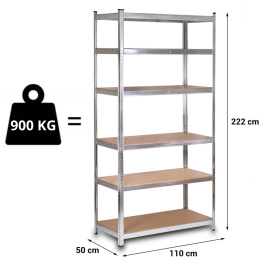 REGAŁ METALOWY 222x110x50 PÓŁKA MDF 900KG